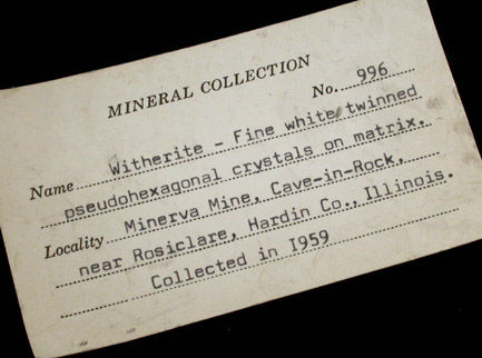 Witherite from Minerva #1 Mine, Cave-in-Rock District, Hardin County, Illinois