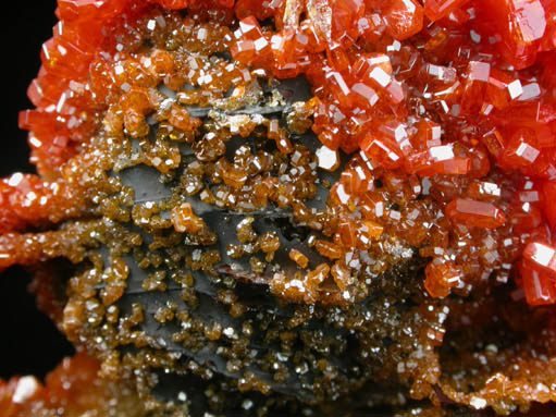 Vanadinite on Barite from Mibladen, Haute Moulouya Basin, Zeida-Aouli-Mibladen belt, Midelt Province, Morocco