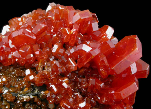 Vanadinite on Barite from Mibladen, Haute Moulouya Basin, Zeida-Aouli-Mibladen belt, Midelt Province, Morocco