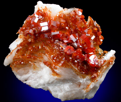 Vanadinite on Barite from Mibladen, Haute Moulouya Basin, Zeida-Aouli-Mibladen belt, Midelt Province, Morocco