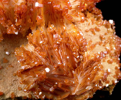 Vanadinite on Barite from Mibladen, Haute Moulouya Basin, Zeida-Aouli-Mibladen belt, Midelt Province, Morocco