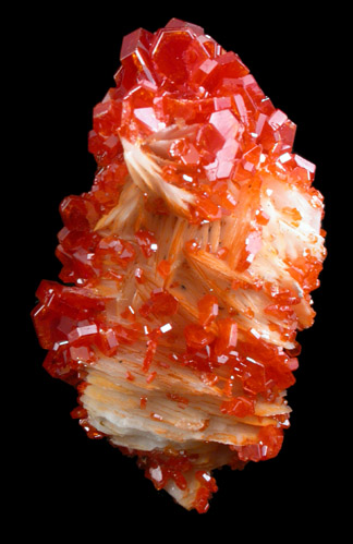 Vanadinite on Barite from Mibladen, Haute Moulouya Basin, Zeida-Aouli-Mibladen belt, Midelt Province, Morocco