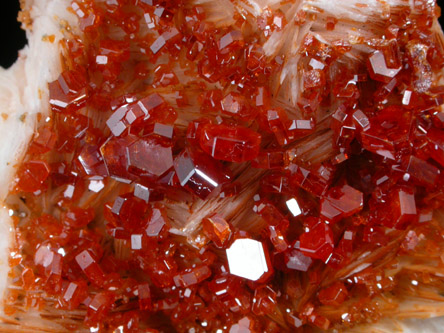 Vanadinite on Barite from Mibladen, Haute Moulouya Basin, Zeida-Aouli-Mibladen belt, Midelt Province, Morocco