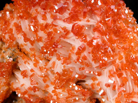 Vanadinite on Barite from Mibladen, Haute Moulouya Basin, Zeida-Aouli-Mibladen belt, Midelt Province, Morocco