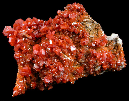 Vanadinite on Barite from Mibladen, Haute Moulouya Basin, Zeida-Aouli-Mibladen belt, Midelt Province, Morocco