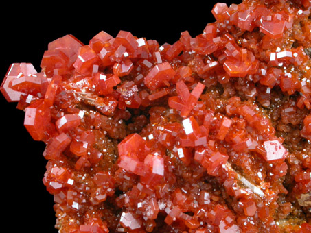 Vanadinite on Barite from Mibladen, Haute Moulouya Basin, Zeida-Aouli-Mibladen belt, Midelt Province, Morocco