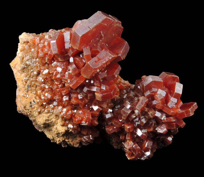 Vanadinite on Barite from Mibladen, Haute Moulouya Basin, Zeida-Aouli-Mibladen belt, Midelt Province, Morocco