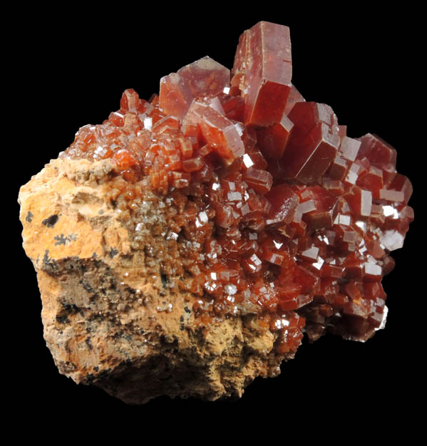 Vanadinite on Barite from Mibladen, Haute Moulouya Basin, Zeida-Aouli-Mibladen belt, Midelt Province, Morocco