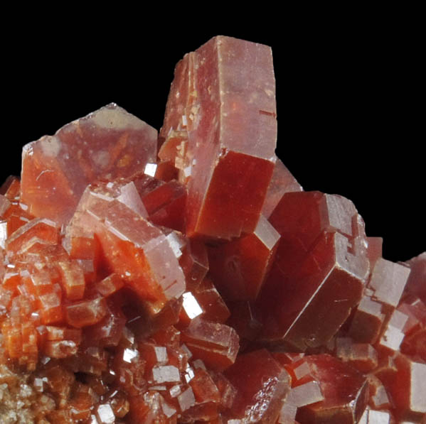 Vanadinite on Barite from Mibladen, Haute Moulouya Basin, Zeida-Aouli-Mibladen belt, Midelt Province, Morocco