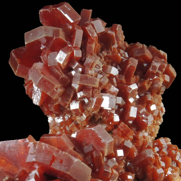 Vanadinite on Barite from Mibladen, Haute Moulouya Basin, Zeida-Aouli-Mibladen belt, Midelt Province, Morocco