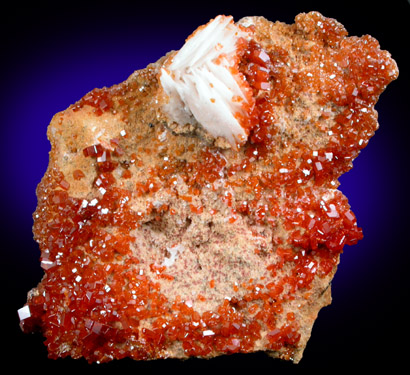 Vanadinite with Barite from Mibladen, Haute Moulouya Basin, Zeida-Aouli-Mibladen belt, Midelt Province, Morocco