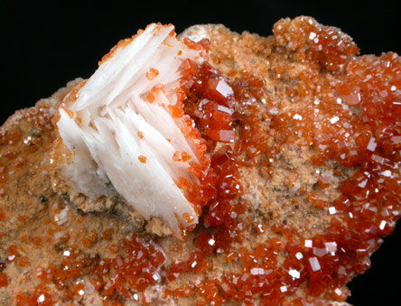 Vanadinite with Barite from Mibladen, Haute Moulouya Basin, Zeida-Aouli-Mibladen belt, Midelt Province, Morocco