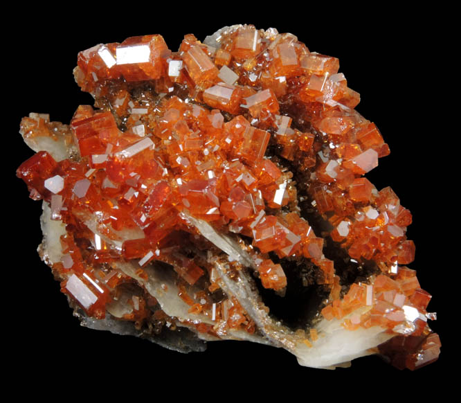 Vanadinite on Barite from Mibladen, Haute Moulouya Basin, Zeida-Aouli-Mibladen belt, Midelt Province, Morocco