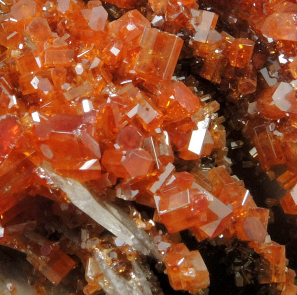 Vanadinite on Barite from Mibladen, Haute Moulouya Basin, Zeida-Aouli-Mibladen belt, Midelt Province, Morocco