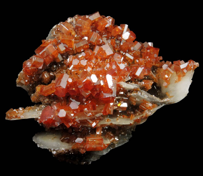 Vanadinite on Barite from Mibladen, Haute Moulouya Basin, Zeida-Aouli-Mibladen belt, Midelt Province, Morocco