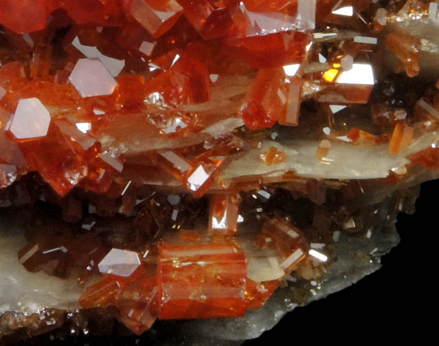 Vanadinite on Barite from Mibladen, Haute Moulouya Basin, Zeida-Aouli-Mibladen belt, Midelt Province, Morocco