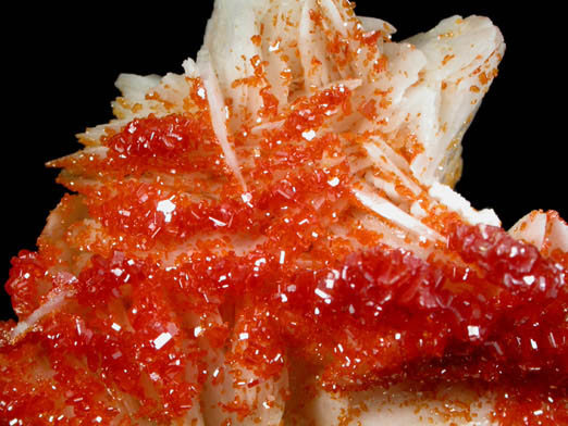 Vanadinite on Barite from Mibladen, Haute Moulouya Basin, Zeida-Aouli-Mibladen belt, Midelt Province, Morocco