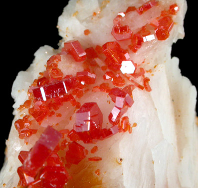 Vanadinite on Barite from Mibladen, Haute Moulouya Basin, Zeida-Aouli-Mibladen belt, Midelt Province, Morocco