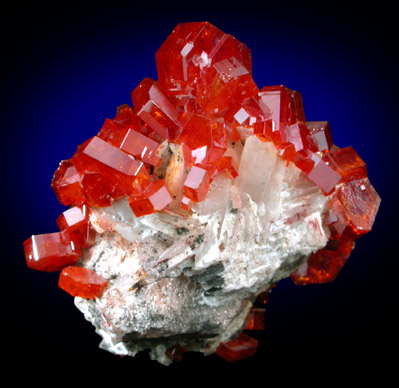 Vanadinite on Barite from Mibladen, Haute Moulouya Basin, Zeida-Aouli-Mibladen belt, Midelt Province, Morocco