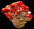 Vanadinite on Barite from Mibladen, Haute Moulouya Basin, Zeida-Aouli-Mibladen belt, Midelt Province, Morocco