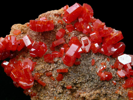 Vanadinite on Barite from Mibladen, Haute Moulouya Basin, Zeida-Aouli-Mibladen belt, Midelt Province, Morocco