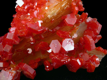 Vanadinite on Barite from Mibladen, Haute Moulouya Basin, Zeida-Aouli-Mibladen belt, Midelt Province, Morocco