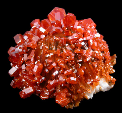 Vanadinite on Barite from Mibladen, Haute Moulouya Basin, Zeida-Aouli-Mibladen belt, Midelt Province, Morocco