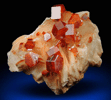 Vanadinite on Barite from Mibladen, Haute Moulouya Basin, Zeida-Aouli-Mibladen belt, Midelt Province, Morocco