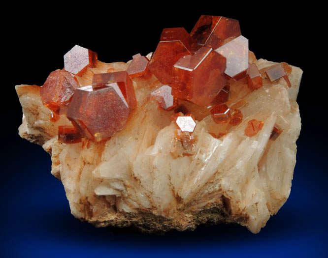 Vanadinite on Barite from Mibladen, Haute Moulouya Basin, Zeida-Aouli-Mibladen belt, Midelt Province, Morocco