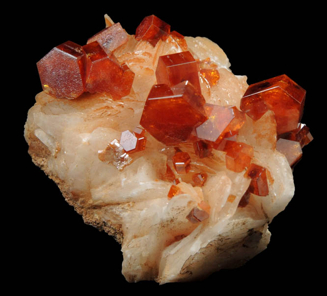 Vanadinite on Barite from Mibladen, Haute Moulouya Basin, Zeida-Aouli-Mibladen belt, Midelt Province, Morocco