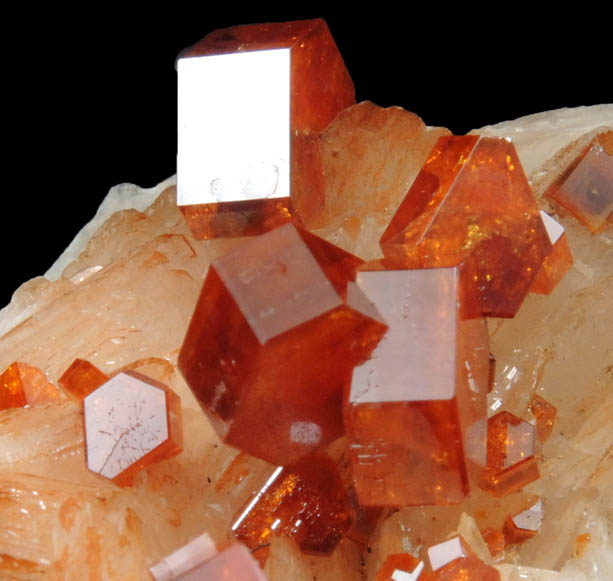 Vanadinite on Barite from Mibladen, Haute Moulouya Basin, Zeida-Aouli-Mibladen belt, Midelt Province, Morocco