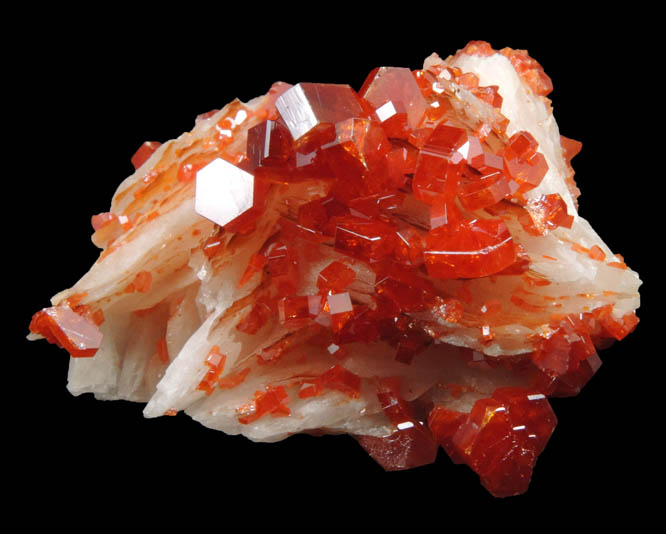 Vanadinite on Barite from Mibladen, Haute Moulouya Basin, Zeida-Aouli-Mibladen belt, Midelt Province, Morocco