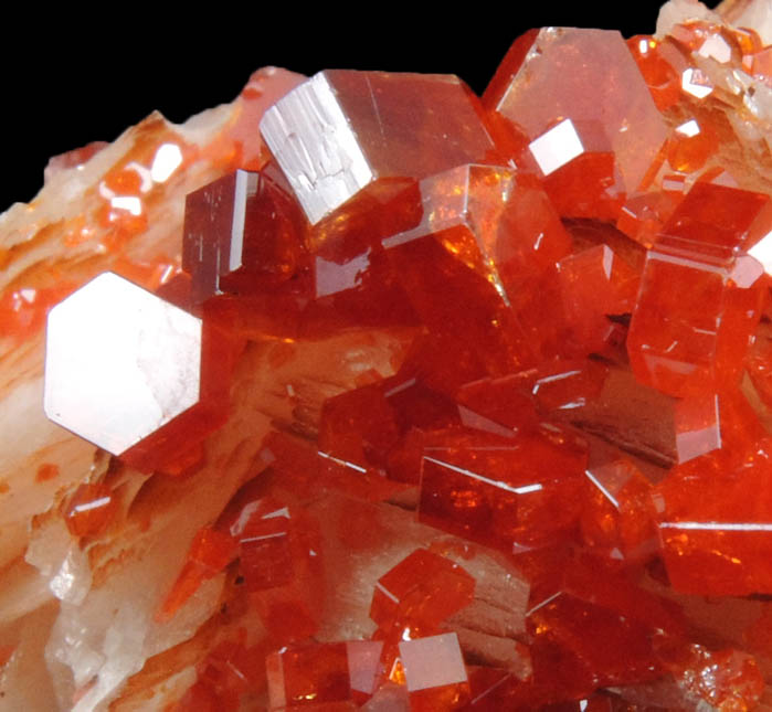 Vanadinite on Barite from Mibladen, Haute Moulouya Basin, Zeida-Aouli-Mibladen belt, Midelt Province, Morocco