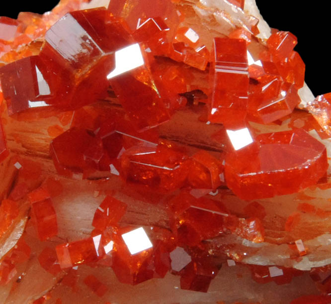 Vanadinite on Barite from Mibladen, Haute Moulouya Basin, Zeida-Aouli-Mibladen belt, Midelt Province, Morocco