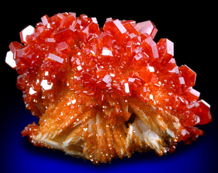 Vanadinite on Barite from Mibladen, Haute Moulouya Basin, Zeida-Aouli-Mibladen belt, Midelt Province, Morocco