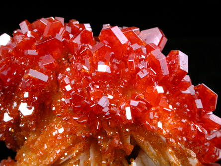 Vanadinite on Barite from Mibladen, Haute Moulouya Basin, Zeida-Aouli-Mibladen belt, Midelt Province, Morocco