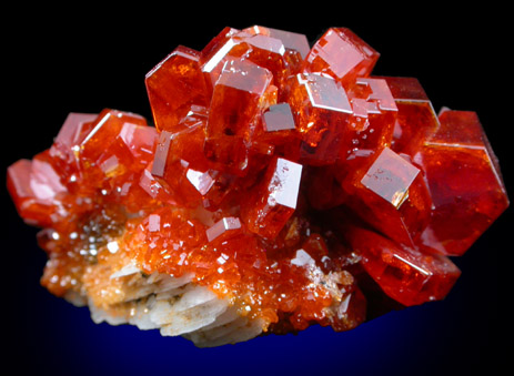 Vanadinite on Barite from Mibladen, Haute Moulouya Basin, Zeida-Aouli-Mibladen belt, Midelt Province, Morocco