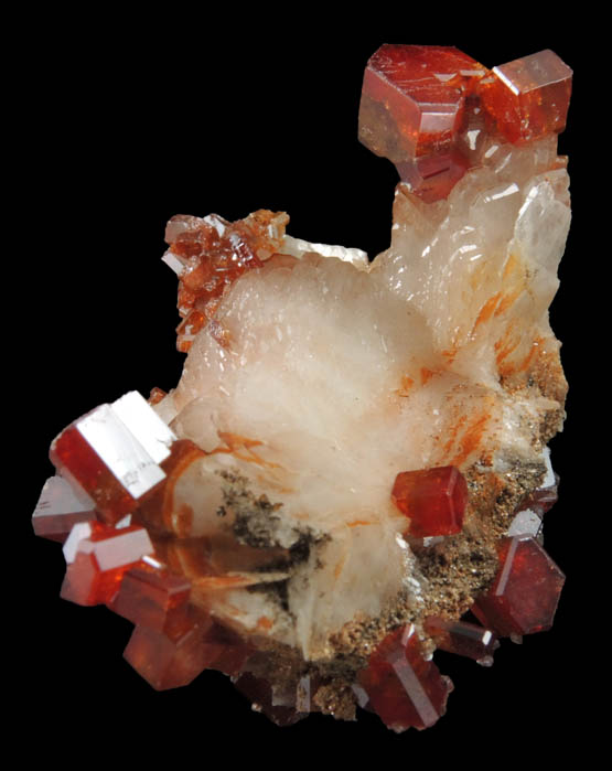 Vanadinite on Barite from Mibladen, Haute Moulouya Basin, Zeida-Aouli-Mibladen belt, Midelt Province, Morocco