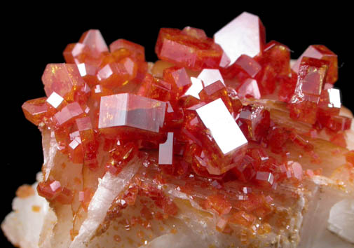 Vanadinite on Barite from Mibladen, Haute Moulouya Basin, Zeida-Aouli-Mibladen belt, Midelt Province, Morocco