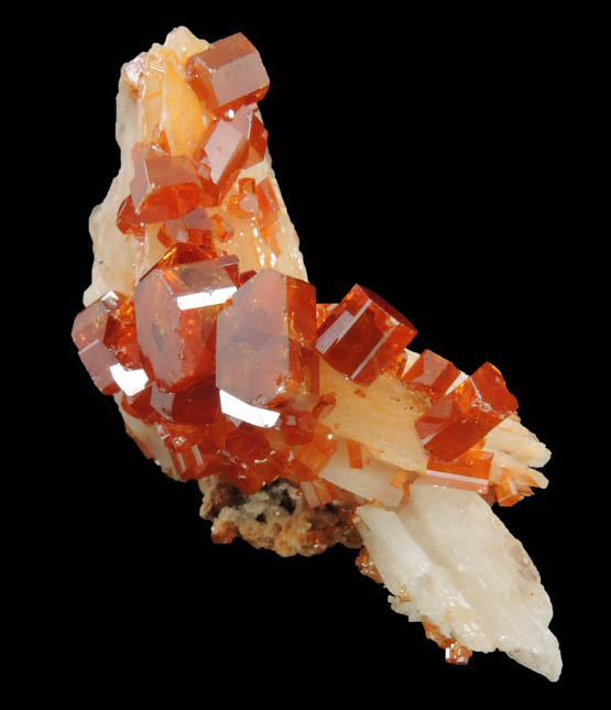 Vanadinite on Barite from Mibladen, Haute Moulouya Basin, Zeida-Aouli-Mibladen belt, Midelt Province, Morocco