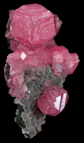 Rhodochrosite on Fluorite from Huallapon Mine, Pasto Bueno, Ancash, Peru