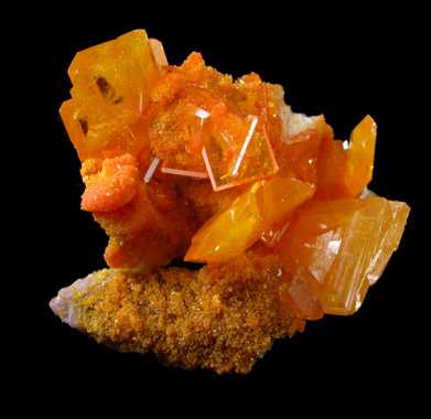 Wulfenite and Mimetite from Rowley Mine, 20 km northwest of Theba, Painted Rock Mountains, Maricopa County, Arizona