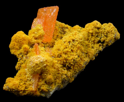 Wulfenite and Mimetite from Rowley Mine, 20 km northwest of Theba, Painted Rock Mountains, Maricopa County, Arizona