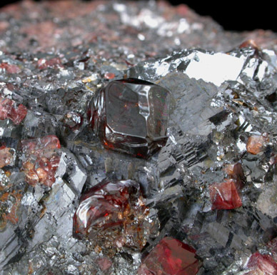 Spessartine Garnet in Galena from Proprietary Mine, Broken Hill, New South Wales, Australia