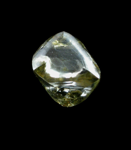 Diamond (1.25 carat yellow-green octahedral crystal) from Finsch Mine, Free State (formerly Orange Free State), South Africa