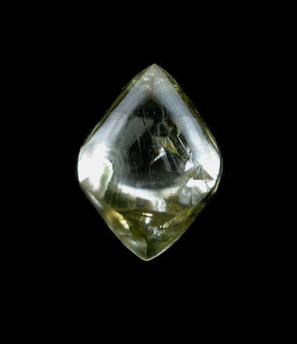 Diamond (1.25 carat yellow-green octahedral crystal) from Finsch Mine, Free State (formerly Orange Free State), South Africa