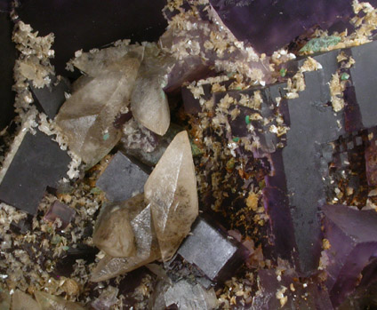 Fluorite with Barite and Calcite from Cave-in-Rock District, Hardin County, Illinois
