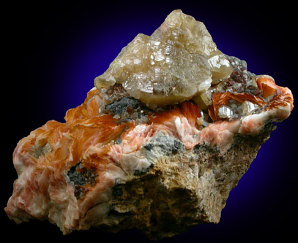 Cerussite on Barite from Mibladen, Haute Moulouya Basin, Zeida-Aouli-Mibladen belt, Midelt Province, Morocco