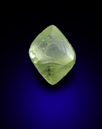 Diamond (0.45 carat yellow octahedral crystal) from Orapa Mine, south of the Makgadikgadi Pans, Botswana