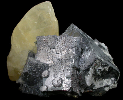 Calcite (twinned crystals) and Galena from Tri-State Lead-Zinc Mining District, near Joplin, Jasper County, Missouri